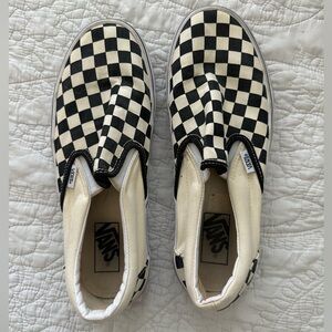 Vans Checkered Slip-On Shoes - Black and White
